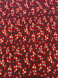 Christmas Mixed Green Small Hollies on Red Cotton&nbsp;