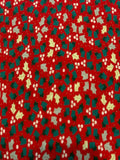 Christmas Mixed Green Small Hollies on Red Cotton&nbsp;
