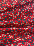 Christmas Mixed Green Small Hollies on Red Cotton&nbsp;