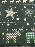 Christmas Green Scandi Reindeers on Dark Green Cotton&nbsp;