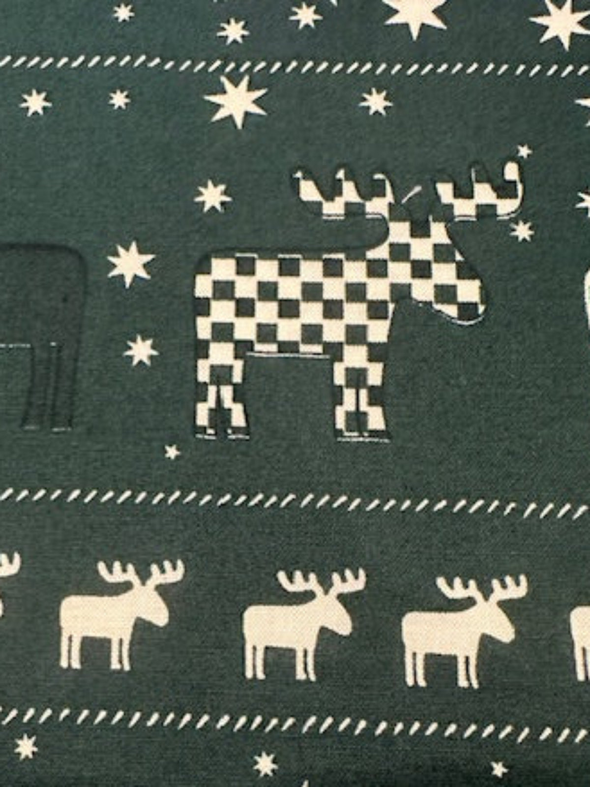 Christmas Green Scandi Reindeers on Dark Green Cotton&nbsp;