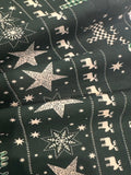 Christmas Green Scandi Reindeers on Dark Green Cotton&nbsp;