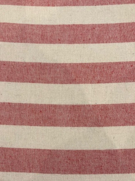 Red/Cream 2.5cm Colour Woven Stripe - Running across the Fabric