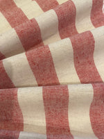 Red/Cream 2.5cm Colour Woven Stripe - Running across the Fabric