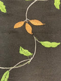 Green/Red/Orange trailing Leaf Embroidery on Black Silk Dupion