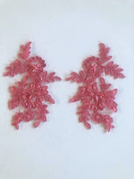 Rose Pink Corded & Beaded Applique