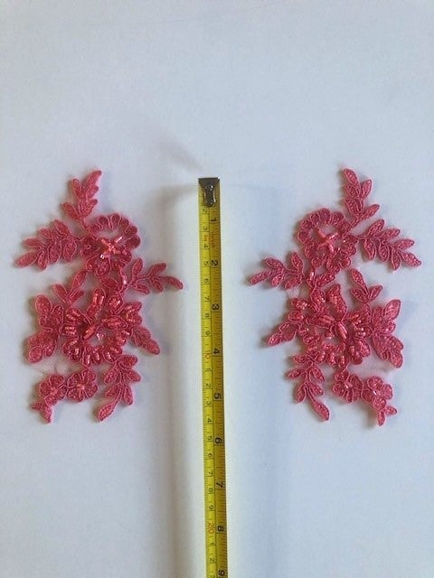 Rose Pink Corded & Beaded Applique