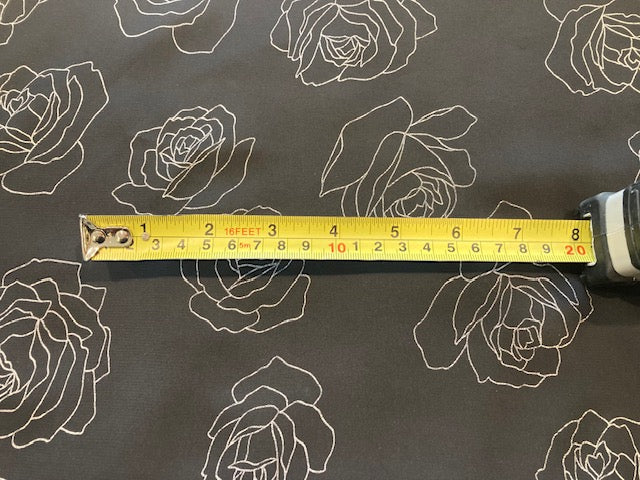 Sketchy Rose on Black Crepe De Chine