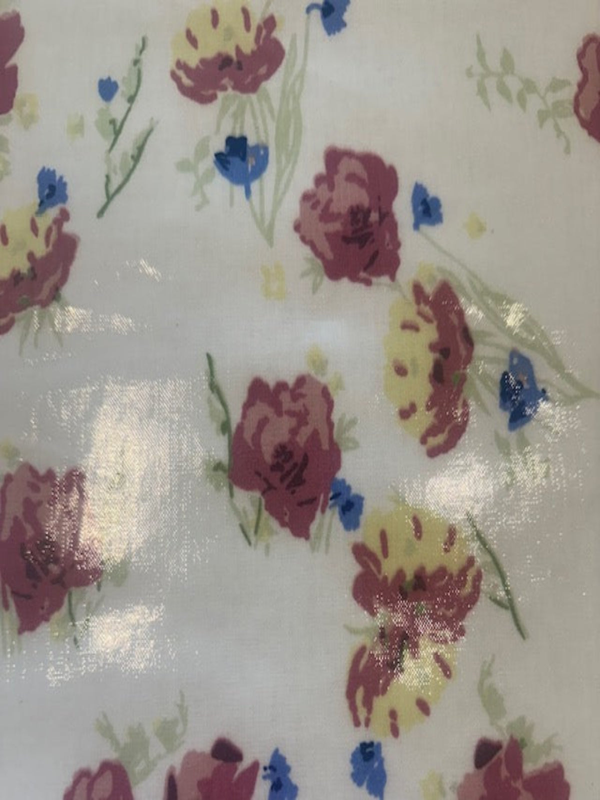 Red Roses on White PVC Coated Cotton