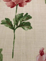 Red & White Single Roses on Cream "Sanderson - Hana"