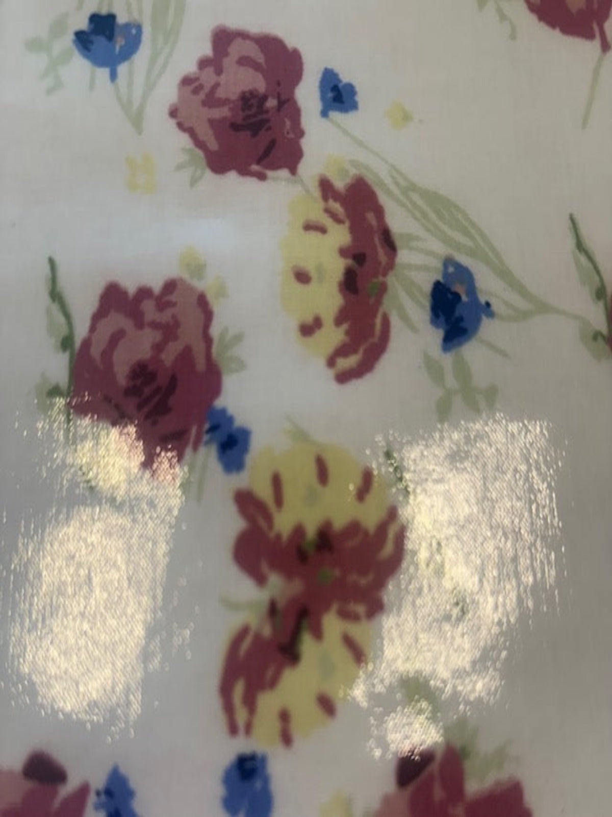 Red Roses on White PVC Coated Cotton