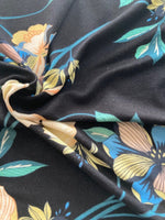 Trailing Flowers on Navy Viscose Jersey