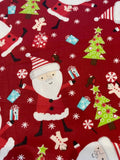 Santa Claus on Red Cotton Poplin