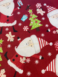 Santa Claus on Red Cotton Poplin