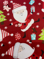 Santa Claus on Red Cotton Poplin