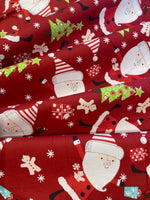 Santa Claus on Red Cotton Poplin