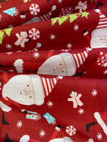 Santa Claus on Red Cotton Poplin