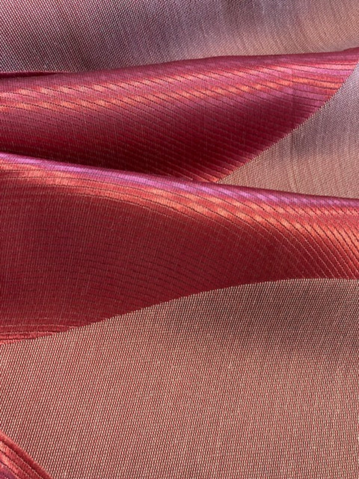 Pinky Red Satin Effect Large Wave Jacquard