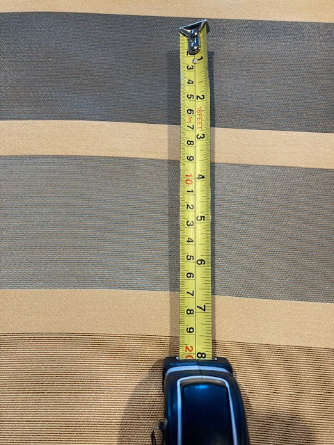 Sage Green/Coffee Woven Stripes. Stripe run across the fabric,