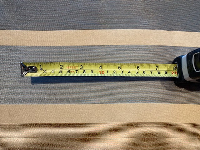 Sage Green/Coffee Woven Stripes. Stripe run across the fabric,