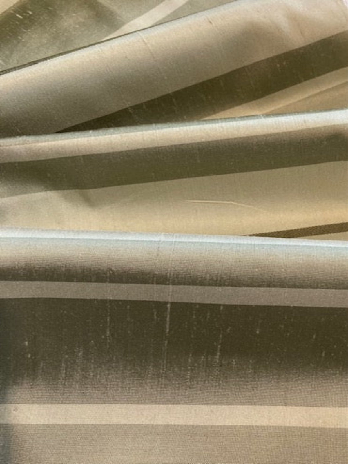 Pastel Sage Green Stripe Silk Dupion