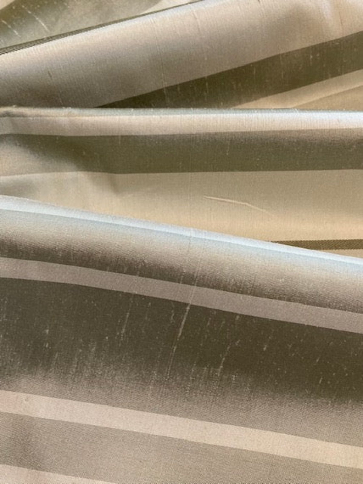 Pastel Sage Green Stripe Silk Dupion