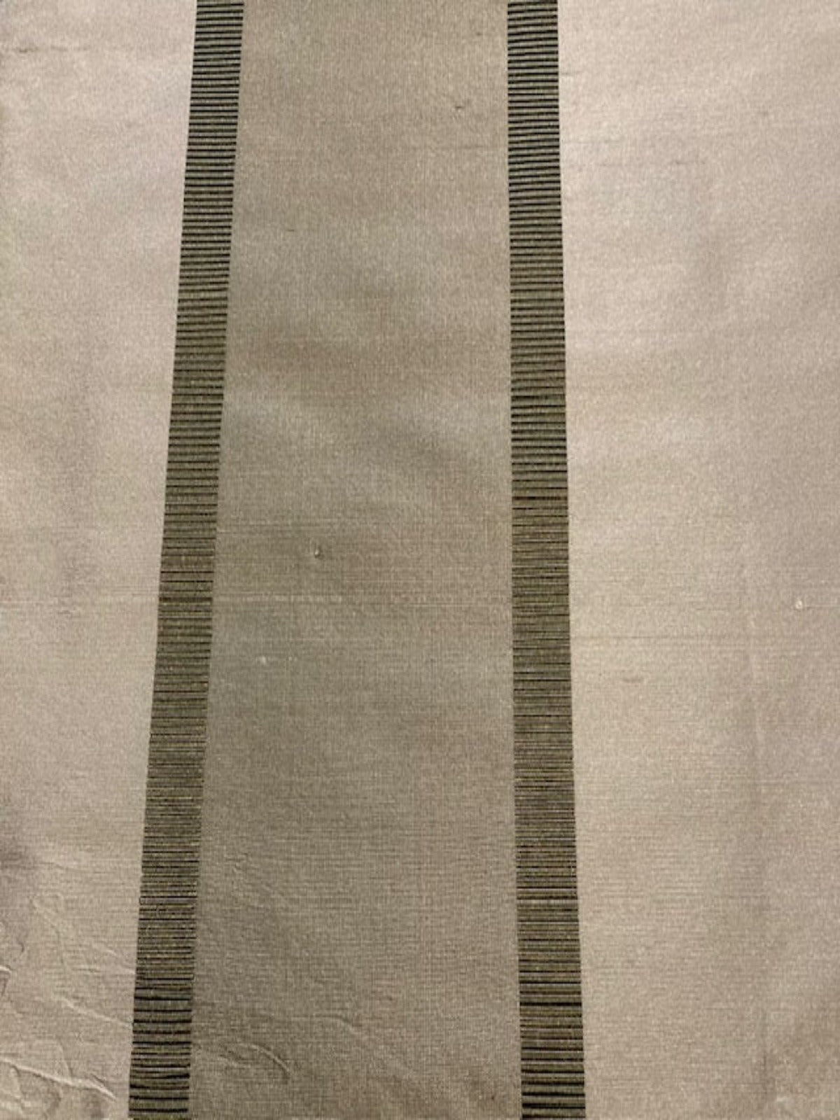 Sage Green Silk Dupion Irridescent Stripe with Ribboned Stripe running along the Fabric