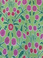 Pink on Lime "Sanderson CandyTuft" Cotton Furnishing