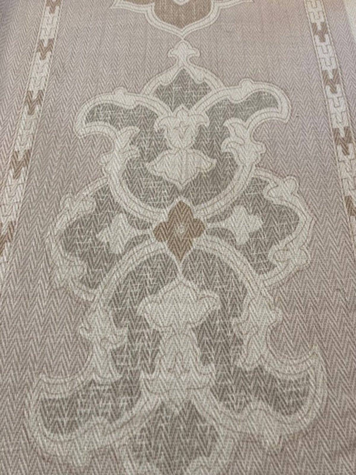 Sand Panelled Design on Herringbone Weave. Heavy Furnishing