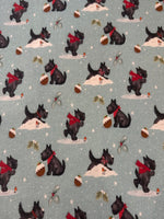 Frosty Paws Scotty Fun Christmas Print on Cotton "Susan Wheeler"