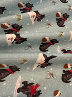 Frosty Paws Scotty Fun Christmas Print on Cotton "Susan Wheeler"