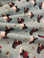 Frosty Paws Scotty Fun Christmas Print on Cotton "Susan Wheeler"