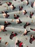 Frosty Paws Scotty Fun Christmas Print on Cotton "Susan Wheeler"
