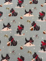 Frosty Paws Scotty Fun Christmas Print on Cotton "Susan Wheeler"