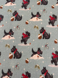 Frosty Paws Scotty Fun Christmas Print on Cotton "Susan Wheeler"