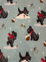 Frosty Paws Scotty Fun Christmas Print on Cotton "Susan Wheeler"