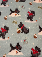 Frosty Paws Scotty Fun Christmas Print on Cotton "Susan Wheeler"