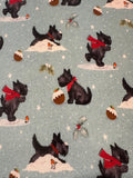 Frosty Paws Scotty Fun Christmas Print on Cotton "Susan Wheeler"