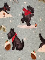 Frosty Paws Scotty Fun Christmas Print on Cotton "Susan Wheeler"