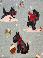 Frosty Paws Scotty Fun Christmas Print on Cotton "Susan Wheeler"
