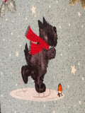 Frosty Paws Scotty Fun Christmas Print on Cotton "Susan Wheeler"