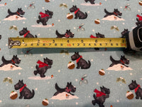 Frosty Paws Scotty Fun Christmas Print on Cotton "Susan Wheeler"
