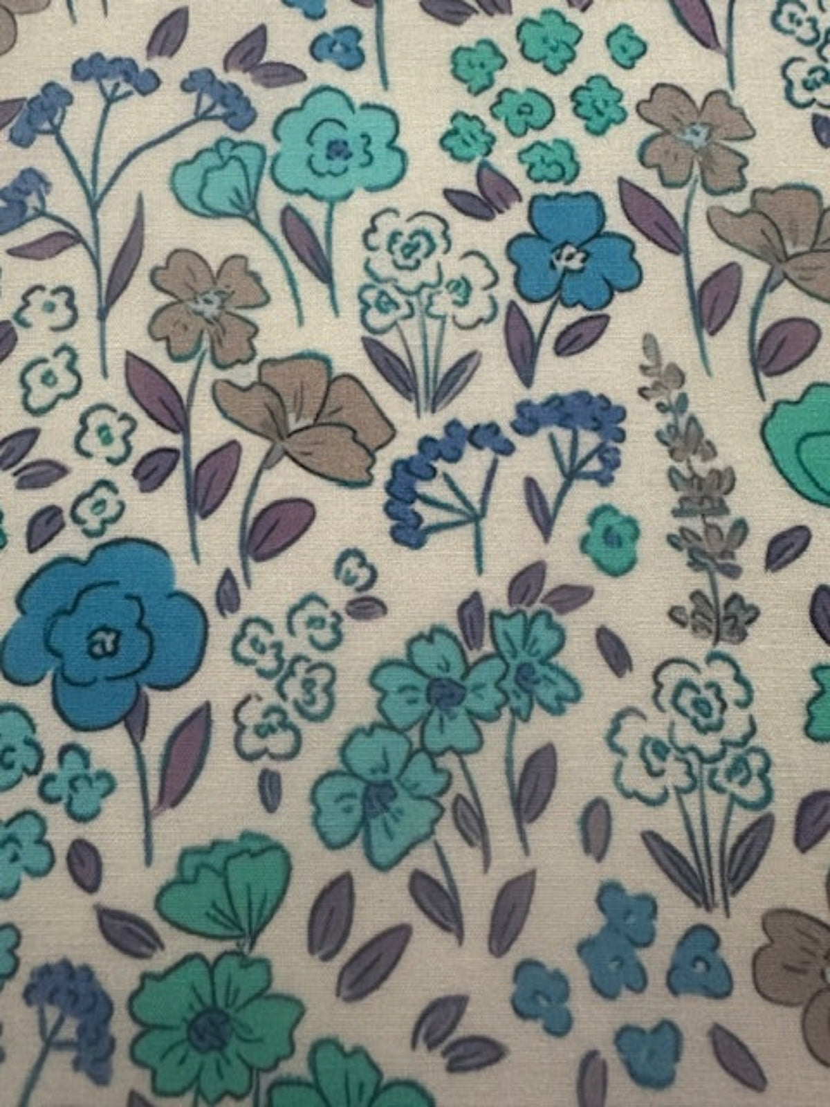 Sea Green Country Flowers on Cotton Lawn