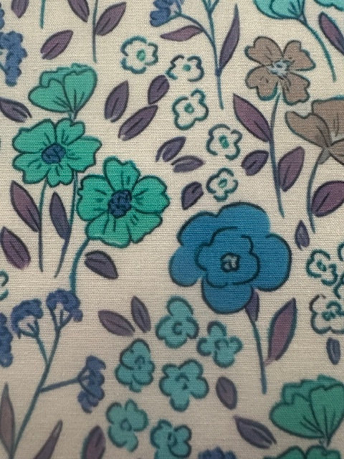 Sea Green Country Flowers on Cotton Lawn
