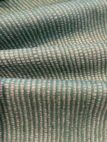 Sea Green Graduated Spotted Stripe Furnishing. Firm Handle Cotton