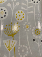 Mustard on Light Grey Seed Print on PVC Coated Cotton