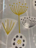 Mustard on Light Grey Seed Print on PVC Coated Cotton