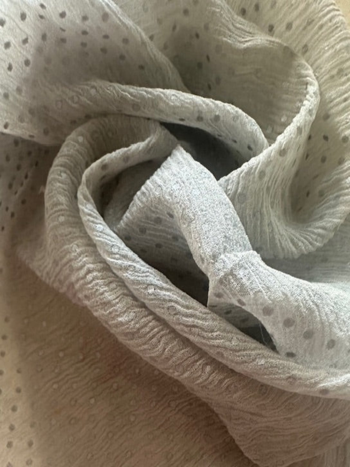 Silver dot on Light Grey Yoryu Silk Chiffon