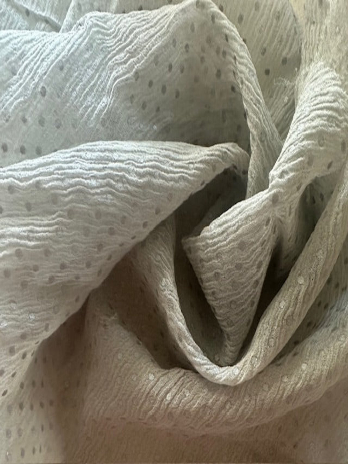 Silver dot on Light Grey Yoryu Silk Chiffon