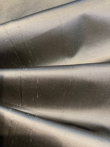 Silver Silk Dupion with Steel Coloured Reverse Satin Effect